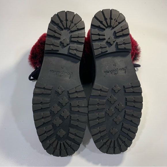 Sam Edelman Women's Bowen Black Leather Raspberry Wine Faux Fur Boots Size 7.5 - Picture 10 of 13